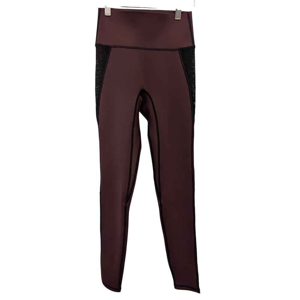 Kiki de Montparnasse Lace-Detail Leggings Burgundy Stretchy High Rise XS